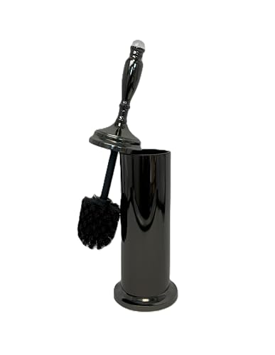Image of Splash Home Buena Stainless Steel Toilet Brush with Holder, Bowl Scrubber with Durable Cleaning Bristles, Hidden Brush with Splash Protective Disc Design - Black Nickel