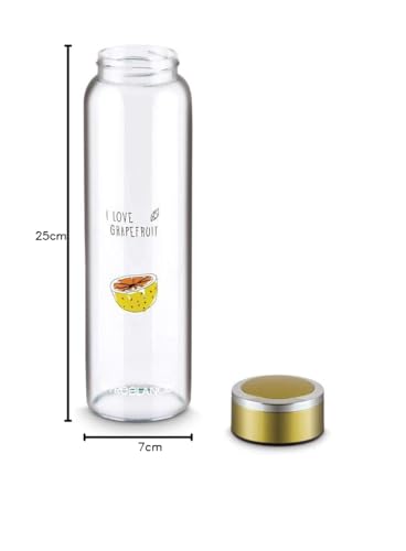 Freelance Ambrosia Glass Water Bottle 600 ml Grapefruit - Borosilicate Glass Bottle for Fridge - BPA-Free, Leak-Proof Lid for Office, Gym, Outdoors - Eco-Friendly, Reusable Water Bottle Glass - Image 6 thumbnail