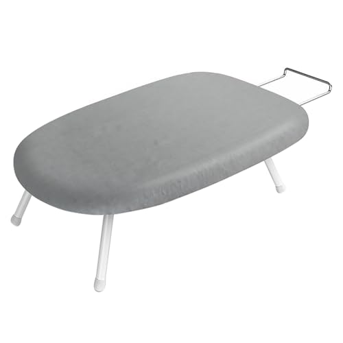 LMXRYPD Tabletop Ironing Board, Portable Iron Board with Folding Legs, Small Ironing Board with Heat-Resistant Cotton Cloth, for Home, Dorm(Silver)