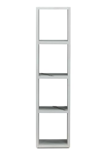 Image of SBF Furniture Tree Bookshelf Floor Standing Bookcase Free Standing Multipurpose Storage Rack for Books Magazines Organizer Showcase DIY (New MINI GHODO - White, New MINI GHODO)