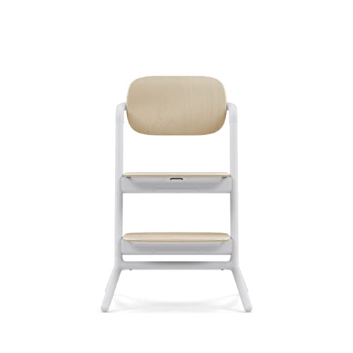 Image of Cybex LEMO Toddler High Chair with Modern Design, Easy One Hand Depth and Height Adjustment, Anti-Top Wheels, and Easy Assembly, Convertible to Adult Chair - Sand White