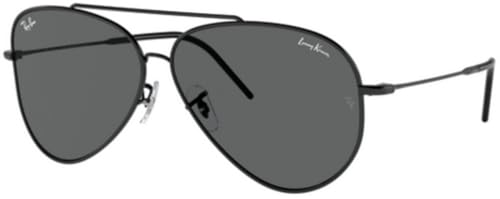Ray-Ban Rbr0101s Aviator Reverse - Gafas de sol, Lenny Kravitz Negro/Gris Oscuro, 59 mm