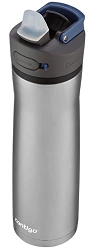 Image of Contigo Ashland Chill 2.0, 24oz., Stainless Steel Water Bottle with AUTOSPOUT Lid, Steel /Blue Corn