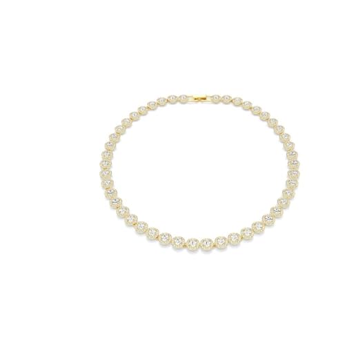 Swarovski Una Angelic Tennis Halskette, Rundschliff, Weiß, Goldlegierungsschicht