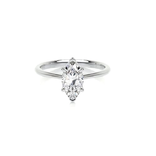 925 Sterling Silver White Gold Finish 2 Ct Marquise Cut White Signity Diamond Solitaire Wedding Engagement Ring For Women