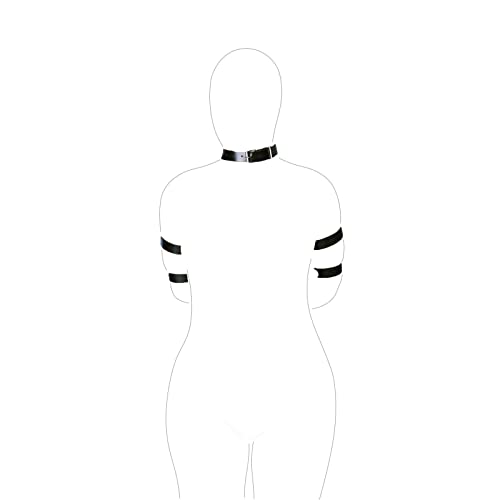 CHYG 首輪 人間 Smグッズ 束縛具 Smボディハーネス ボンテージ 両腕拘束セット 亀甲縛り ボディベル 痛くない手枷 後ろ手拘束可 拘束ロープ コスチューム女王様コスプレ 調整可能 - 画像5