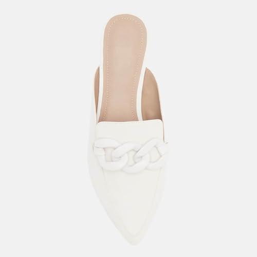 Image of Juliet Holy Womens Mules Flats Pointed Toe Backless Loafers Slip on Metal Chain Slides