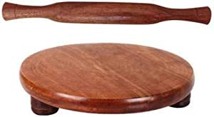 Anaya Afroz Wooden Chakla,Serving Board, Round Chakla, Perfect for Making Chappati at home, Wooden Roti/Chapati Maker, Wood Rolling Board and Rolling Pin Set