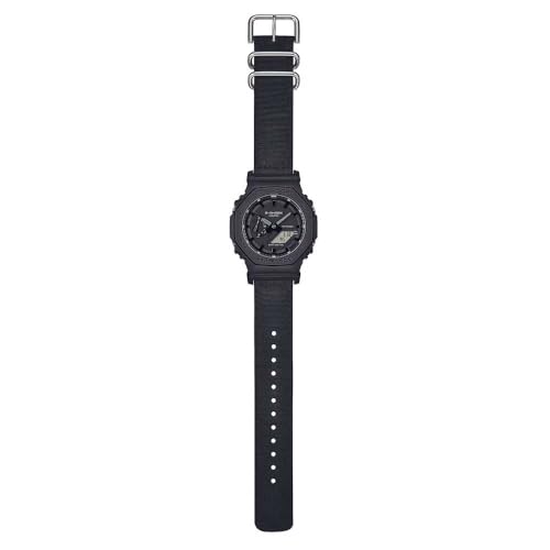Casio G-Shock GA-2100BCE-1AER Analog-Digital Quartz Watch with World Time, Countdown Alarm, Black Resin Case with Fabric Strap, 200 Metre Water Resistance, Unisex