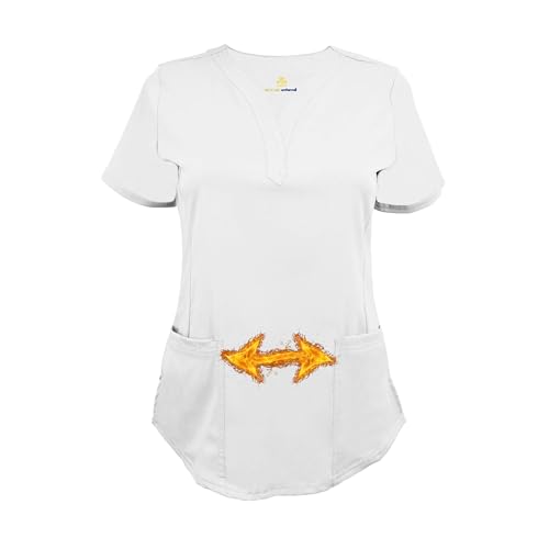 M&M SCRUBS Women's Soft Modern Fit Mock Wrap Scrub Top (White, X-Large)