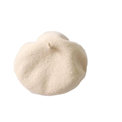 WeeH Beret Hat for Women Gril Winter Hats Wool Classic Vintage Beanie Cap, Beige, One Size