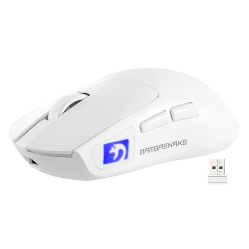 Image of ATTACK SHARK x MAMBASNAKE M4 Wireless Gaming Mouse, 24000 Adjustable DPI PAW3311 Optical Sensor, Programmed Buttons, 52g Lightweight Ergonomic Computer Mice 2.4G /BT /USB-C for PC /Mac-White