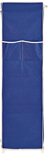 Image of Amazon Brand - Solimo Steel and Non Woven 1-Door Foldable Wardrobe with 6 Racks (Blue)