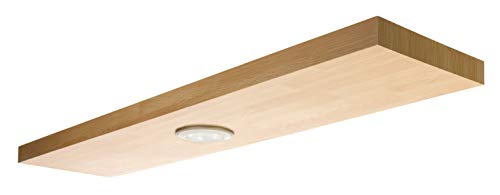 Kiera Grace Uniquely Modern Stockholm Aberg Engineered Wood Floating Wall Shelf With Led Light For Home, Room, & Office, 9.25”L X 35.4”W X 1.5”H, Oak Beige #TOP1