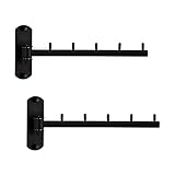 Zivisk Pack of 2 Folding Wall Mounted Clothes Hanger Rack with Swing Arm Stainless Steel Heavy Duty Coat Hook for Bathroom, Bedroom, Laundry Room - Black