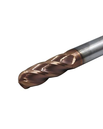 Image of 3 /8 inch Carbide Ball Nose End Mills, TISIN Coated, 4 Flute, End Mill Bits for Alloy Steels and Hardened Steels, 3 /8 inch Cutting Diameter