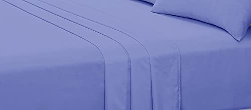 180 Thread Count 100% Pure Soft And Luxurious Plain Dyed Percale Flat Sheet Hotel Quality Bedding Flat Sheet (Blue, King: 275 x 275cm)