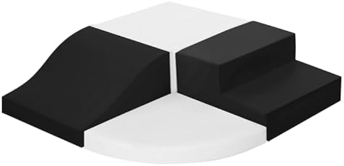 4-Piece Soft PU Leather Toddlers Climbing Toys, Baby Foam Climbing Blocks for Toddlers 3, Indoor Climb and Crawl Activity Play Set, Foam Play Gym Climbing Structures (Black and White)