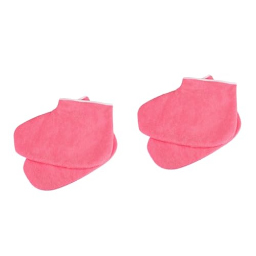 minkissy 2 Pairs Foot Paraffin Hand Mask Glove Foot Lotion Socks Feet Paraffin Reusable Moisturizing Socks Paraffin Wax Bath Paraffin Socks Paraffin Foot Spa Paraffin Bath Gloves Care Red