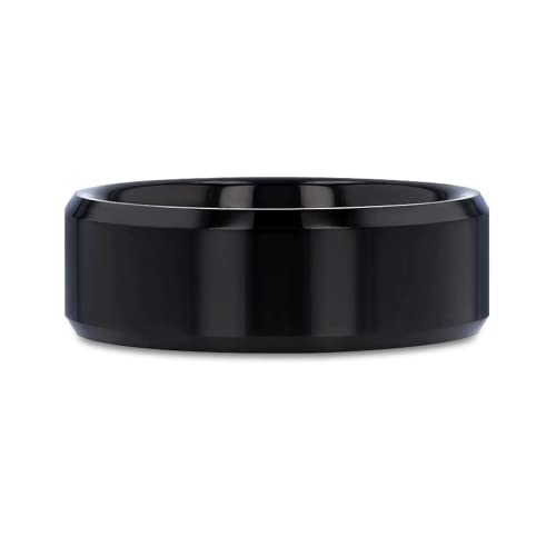 Thorsten Infinity | Tungsten Rings For Men | Tungsten | Comfort Fit | Black Wedding Ring Band With Beveled Edges - 10Mm - Size 12 #TOP1