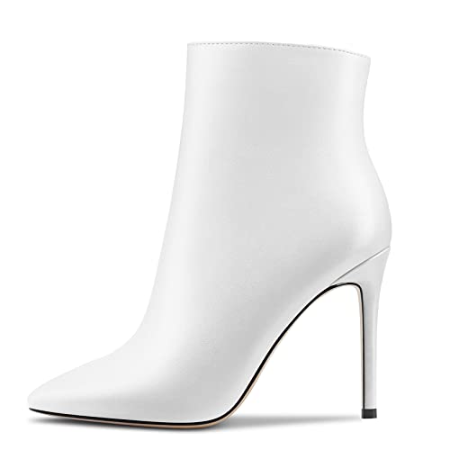 Aachcol Women Ankle Boots Short Bootie Close Pointed Toe Stiletto High Heel Dress Shoes Matte Zipper Sexy 4 Inch2