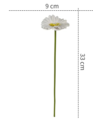 Image of Artificial Gerbera Flower Sticks (Pack of 5) for Home Decor | Realistic Faux Flowers for Vases | Wedding, Office, Living Room & Party Decoration | Long-Lasting, Washable & Reusable