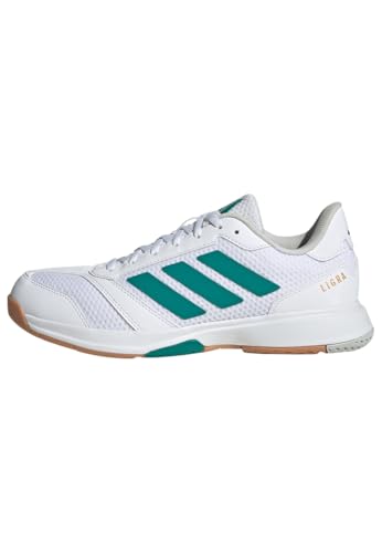 adidas Uomo Ligra 8 Mens Indoor Shoes, Ftwr White/Equipment Green/Grey One, 44 2/3 EU