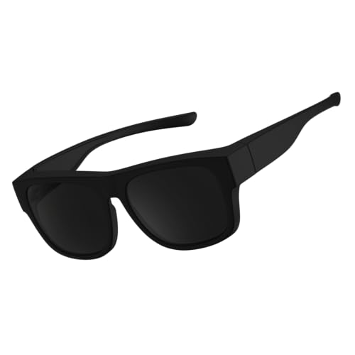 grinderPUNCH Polarized Sunglasses Fit Over Glasses, Wrap Around Sunglasses for Men and Women to Fit Over Glasses UV Protection Lightweight (Black)2