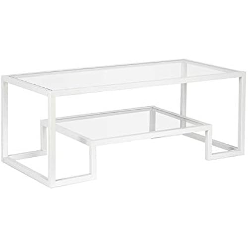 Henn&Hart 45" Wide Rectangular Coffee Table in White, Modern coffee tables for living room, studio apartment essentials