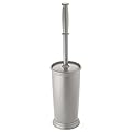 mDesign Toilet Bowl Brush and Holder - Covered Bathroom Toilet Brush - Standing Toilet Bowl Scrubber in Modern Holder - Compact, Space Saving, Deep Cleaning Brush for Toilet - Hyde Collection - Gray