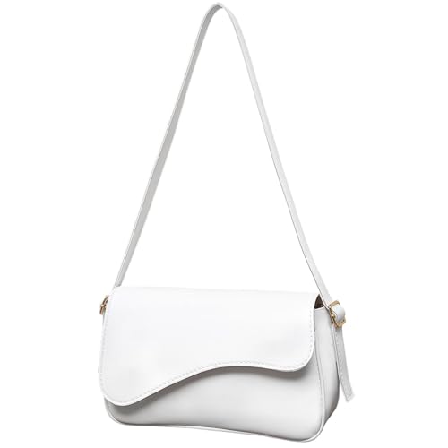 GWAWG Sac Bandoulière Femme, Sac à Main en Cuir PU Blanc Style Y2K, Petit Sac Hobo Rétro avec Rabat Magnétique, Sac Pochette Élégant pour Voyage,...