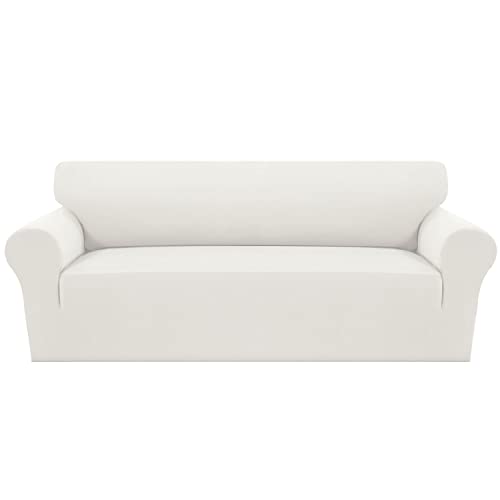 Meillemaison 2023 New Version Couch Cover Stretch Sofa Cover 1 Piece Sofa Slipcover Washable Furniture Protector For Pets Non Slip Sofa Couch Cover With Elastic Bottom (Oversized Sofa, Ivory) #TOP10
