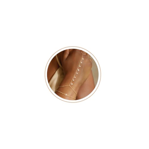 CHESKY Gold Hand Chain Bracelet for Women Trendy, Dainty 14k Gold Plated Diamond Ring Bracelets Hand Chain Hypoallergenic Evil Eye Bracelets Finger Nail Bracelet Simple Gold Jewelry for Women by CHESKY - Used condition - US$9.21