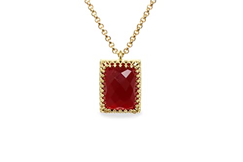 Collier de Grenat en Or Artisanal | Véritable Pierre de Naissance