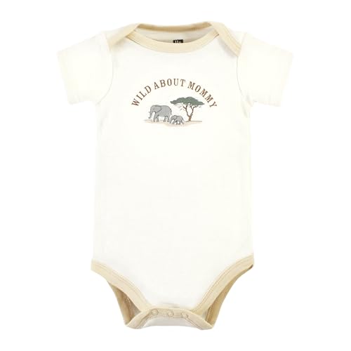 Image of Hudson Baby Unisex Baby Cotton Bodysuits, Going On Safari 5-Pack, 3-6 Months