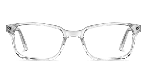 Image of Vincent Chase By Lenskart | Transparent Unisex Zero Power Bluecut & Antiglare Computer Eyeglasses For Eye Protection and Strain | Cellulose Acetate | Full Rim Rectangular | Small | VC E10502
