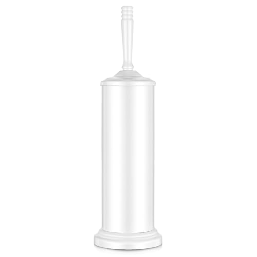Image of Stainless Steel Toilet Brush and Holder,Toilet Bowl Brush with Long Handle for Bathroom,Toilet Brushes-Space Saving,Covered Brush, Durable, Deep Cleaning,Splash Resistant (White)
