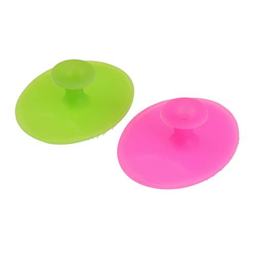 OSOLADY 2Pcs Silicone Facial Cleansing Brush Handheld Exfoliating Scrubber for All Skin Types Sensitive and Non Abrasive for Women and Small Grass Green