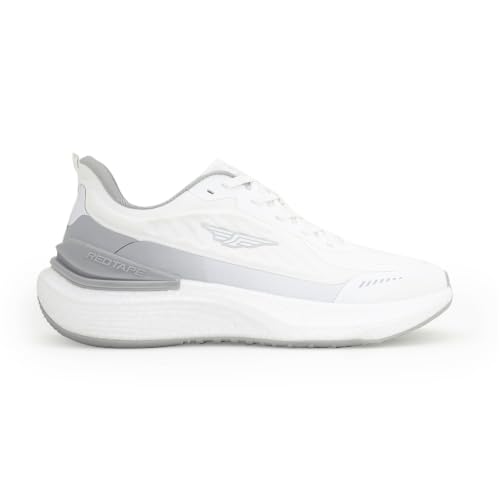 Image of Red Tape Men's Sneakers White Grey Textile Round Toe Lace-Up