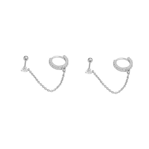 Petites Boucles d'Oreilles Créoles De 8 Mm Pour Femmes Et Filles Cartilage En Cristal Délicat Acier Inoxydable Chaîne Arrière à Vis De 20g Double Piercing...