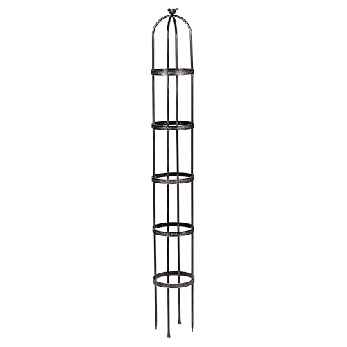 Evergreen 7 Feet Garden Metal Garden Obelisk Trellis for Climbing Plants Outdoor | Indoor Plant Trellis for Potted Plants | Floral Pattern Arch Trellis | Bronze