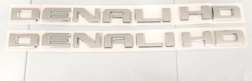 Image of 2PCS Denali HD Emblems Badge Nameplate for Chevy Sierra Denali 2500HD 3500HD Denali HD (Chrome)