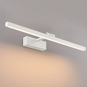 Klighten LED Spiegelleuchte Bad 60cm 18W, 180 Grad Drehung Wandleuchte für bad IP44 Wasserdichte, Spiegellampe Bad, Badezimmer Wandlampe ​Aluminium, 1170 Lumen, Warmweiß 3000K, Weiß