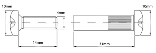 Brass M4 (31mm - 40mm) Cupboard Joining Bolts Furniture Connecting Screws Bolts M4 Kitchen Cabinet Carcase Connectors (Pack of 10) D10C/1