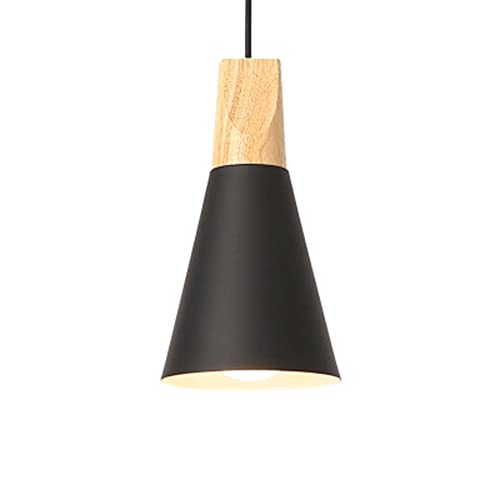 Lustre de plafond en bois de chêne massif et finition fer noir E27