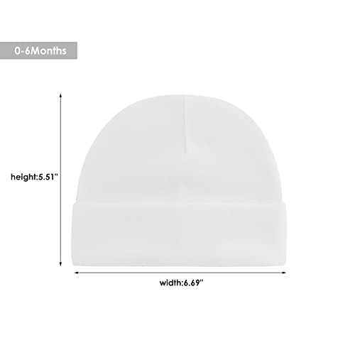 Durio Newborn Baby Hats Mittens Set Soft Cotton Baby Beanie Cute Preemie Hats Baby Boy New Born Infant Hat For Boy Girls White&Light Blue&Navy 0-6 Months #TOP1