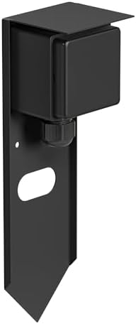 ledscom.de Garten Steckdosensäule PIWI mit Erdspieß für außen, IP44, 1-fach, Edelstahl, schwarz, eckig, 24 cm