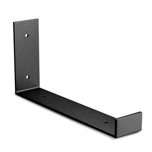 Amig - Soporte En L para Estantes Industriales - 103 x 261 x 40 mm - Acero Negro Mate - Soporte Estantería Pared - Diseño Funcional y Resistente - Ideal para Estanterías de Pared
