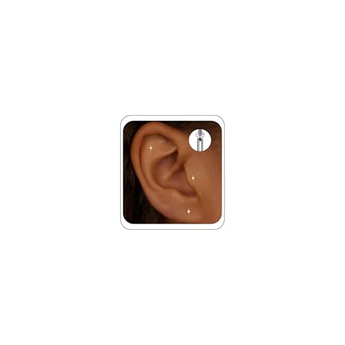 Flat Back Stud Cartilage Tragus Helix Nose Piercing Earrings...