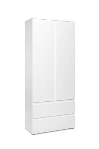 Newfurn Schrank Mehrzweckschrank Haushaltsschrank Büroschrank Modern II 80x191x 40 cm (BxHxT) II [Nikita.Sixteen] in Weiß/weiß Wohnzimmer Büro Arbeitszimmer